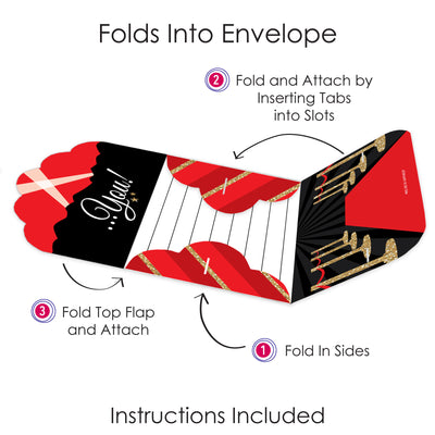 Red Carpet Hollywood - Fill-In Cards - Movie Night Party Fold and Send Invitations - Set of 8