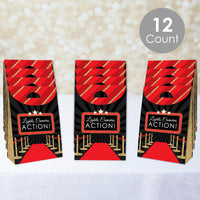 Red Carpet - Movie Night Gift Favor Bags - Party Goodie Boxes - Set of 12