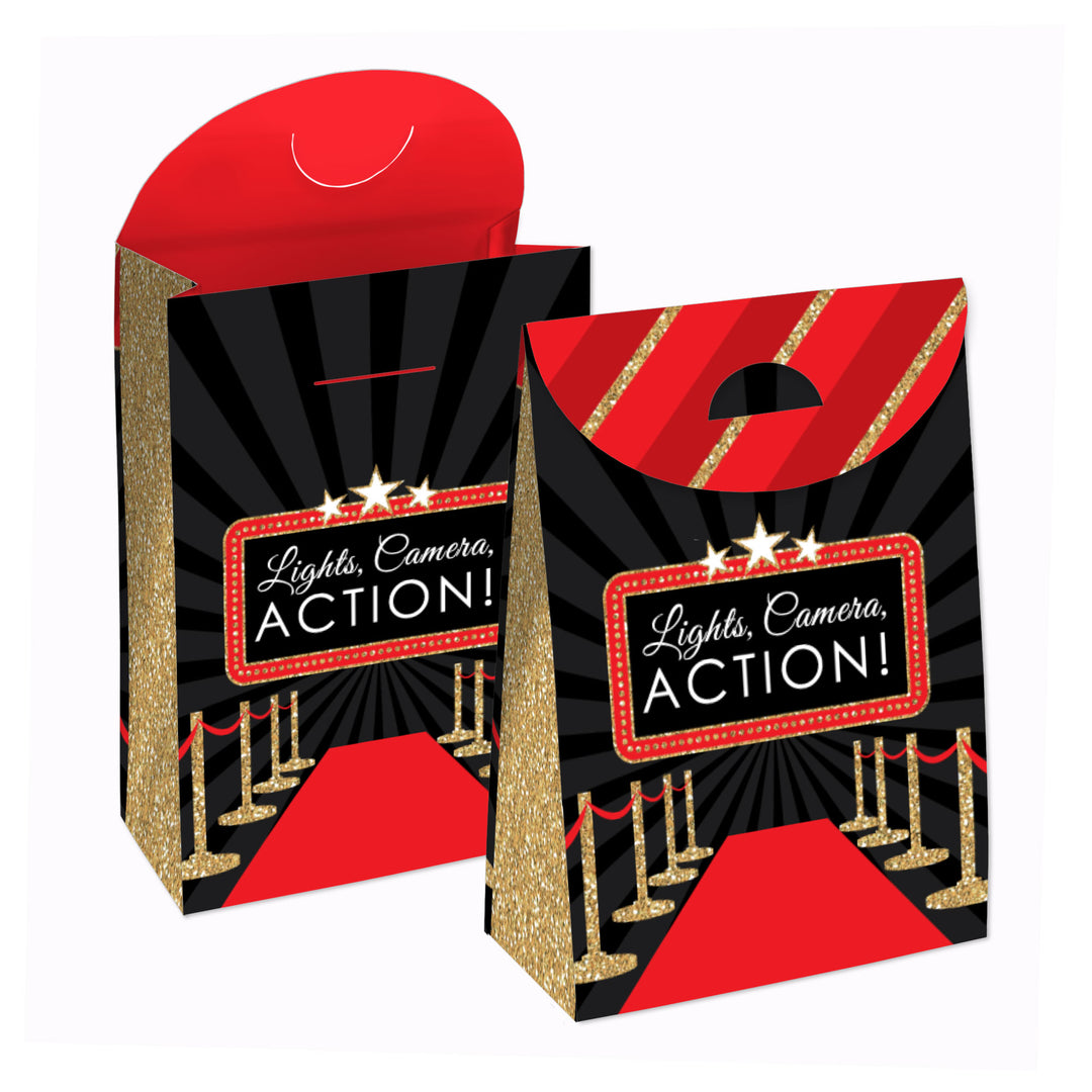 Red Carpet - Movie Night Gift Favor Bags - Party Goodie Boxes - Set of 12