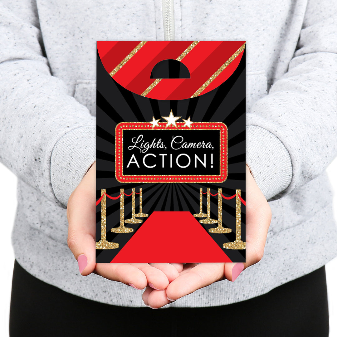 Red Carpet - Movie Night Gift Favor Bags - Party Goodie Boxes - Set of 12