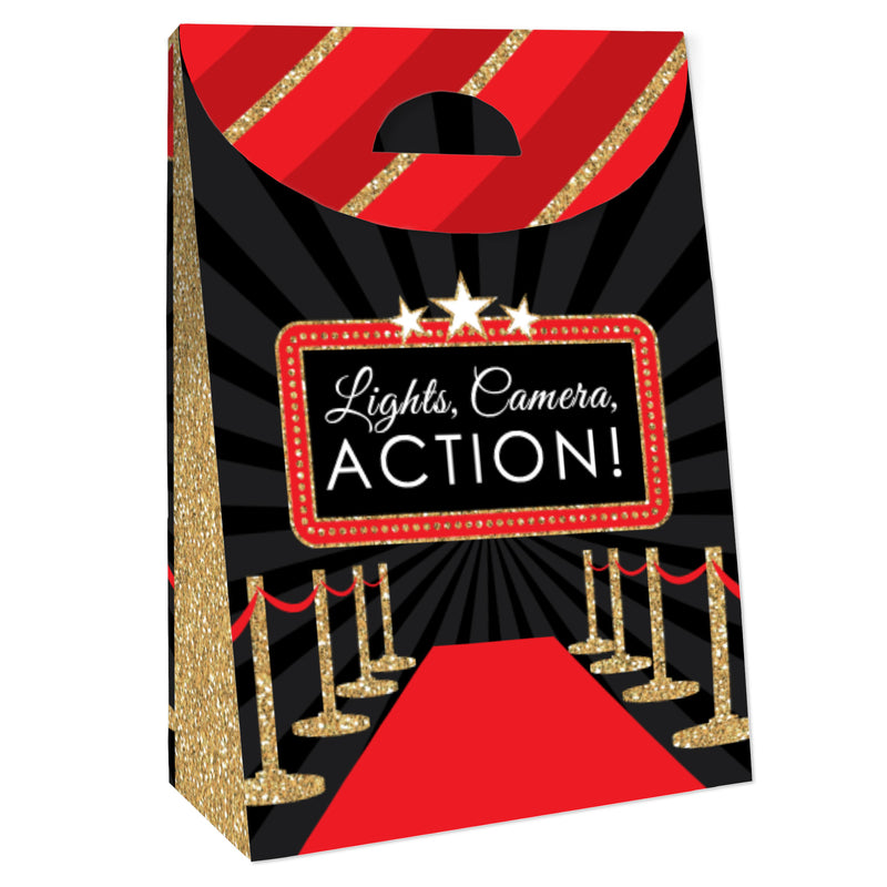 Red Carpet Hollywood - Movie Night Gift Favor Bags - Party Goodie Boxes - Set of 12