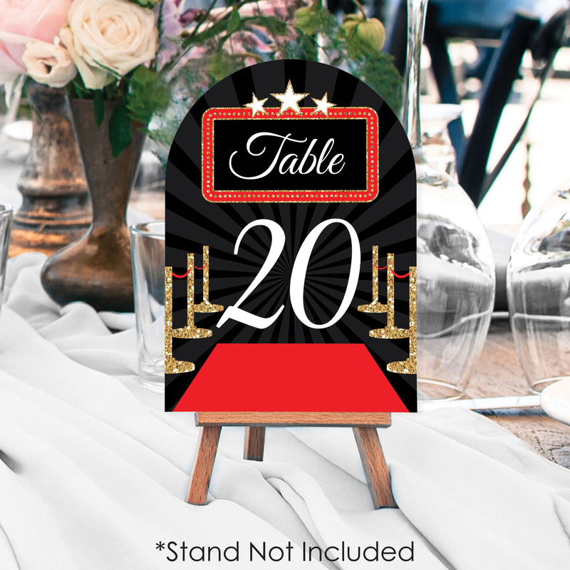 Red Carpet Hollywood - Movie Night Party Double-Sided 5 x 7 inches Cards - Table Numbers - 1-20
