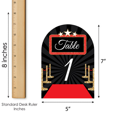 Red Carpet Hollywood - Movie Night Party Double-Sided 5 x 7 inches Cards - Table Numbers - 1-20