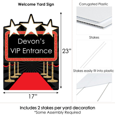 Red Carpet Hollywood - Party Decorations - Movie Night Party Personalized Welcome Yard Sign