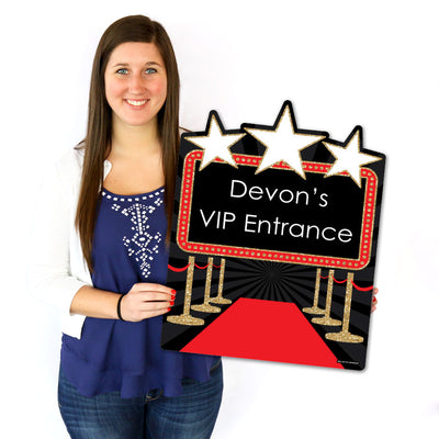 Red Carpet Hollywood - Party Decorations - Movie Night Party Personalized Welcome Yard Sign