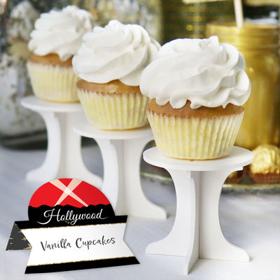 Red Carpet Hollywood - Movie Night Party Tent Buffet Card - Table Setting Name Place Cards - Set of 24