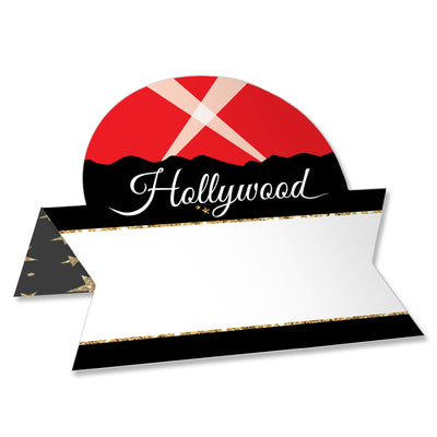 Red Carpet Hollywood - Movie Night Party Tent Buffet Card - Table Setting Name Place Cards - Set of 24