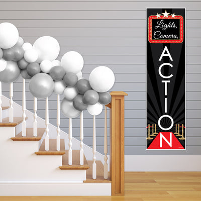 Red Carpet Hollywood - Movie Night Party Front Door Decoration - Vertical Banner