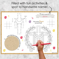 Religious Easter - Paper Christian Holiday Party Coloring Sheets - Activity Placemats - Set of 16