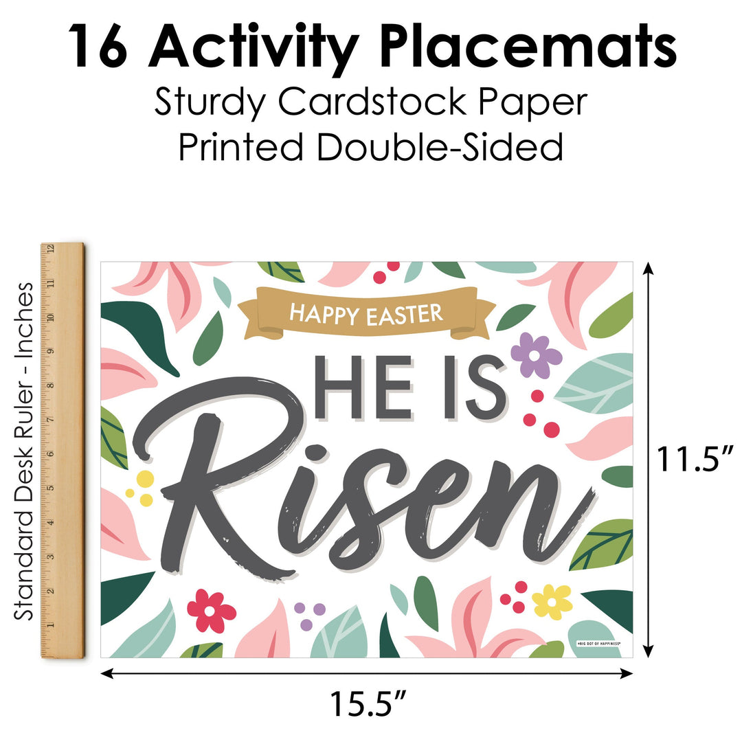 Religious Easter - Paper Christian Holiday Party Coloring Sheets - Activity Placemats - Set of 16