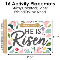 Religious Easter - Paper Christian Holiday Party Coloring Sheets - Activity Placemats - Set of 16