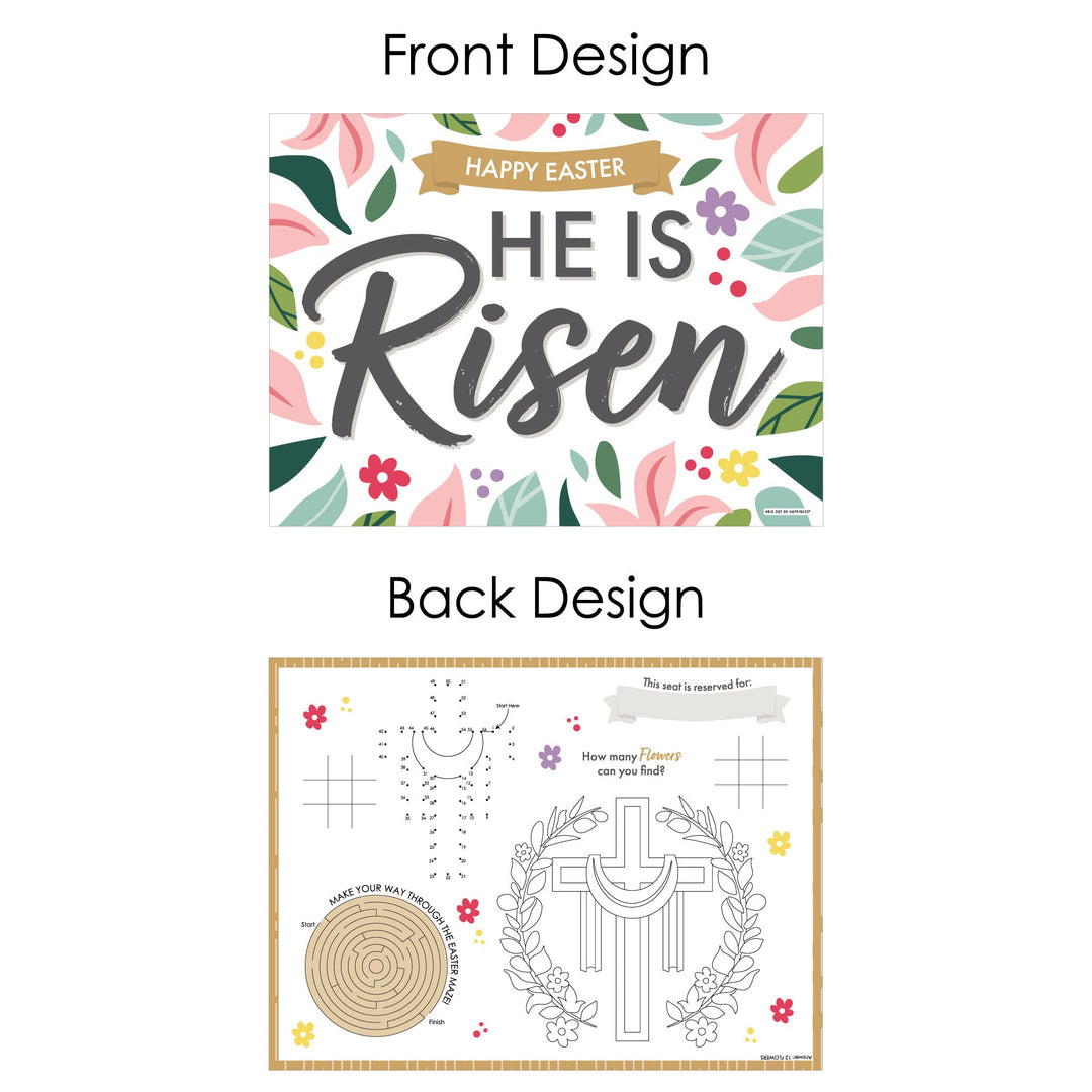 Religious Easter - Paper Christian Holiday Party Coloring Sheets - Activity Placemats - Set of 16