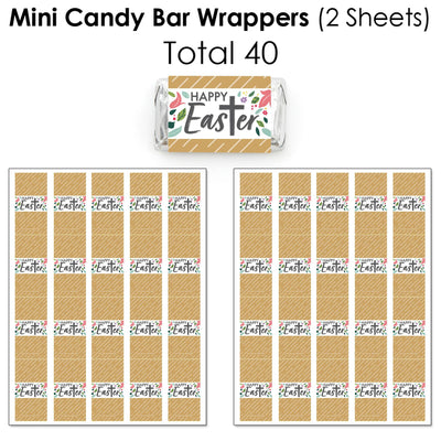 Religious Easter - Mini Candy Bar Wrappers, Round Candy Stickers and Circle Stickers - Christian Holiday Party Candy Favor Sticker Kit - 304 Pieces
