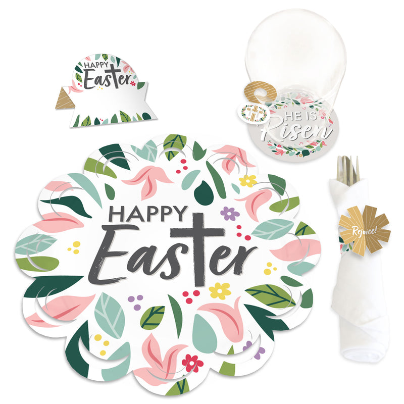 Religious Easter - Christian Holiday Party Paper Charger and Table Decorations - Chargerific Kit - Place Setting for 8