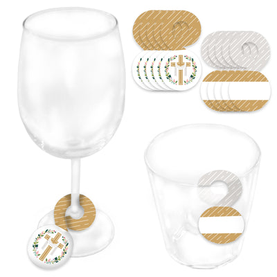 Religious Easter - Christian Holiday Party Paper Beverage Markers for Glasses - Drink Tags - Set of 24