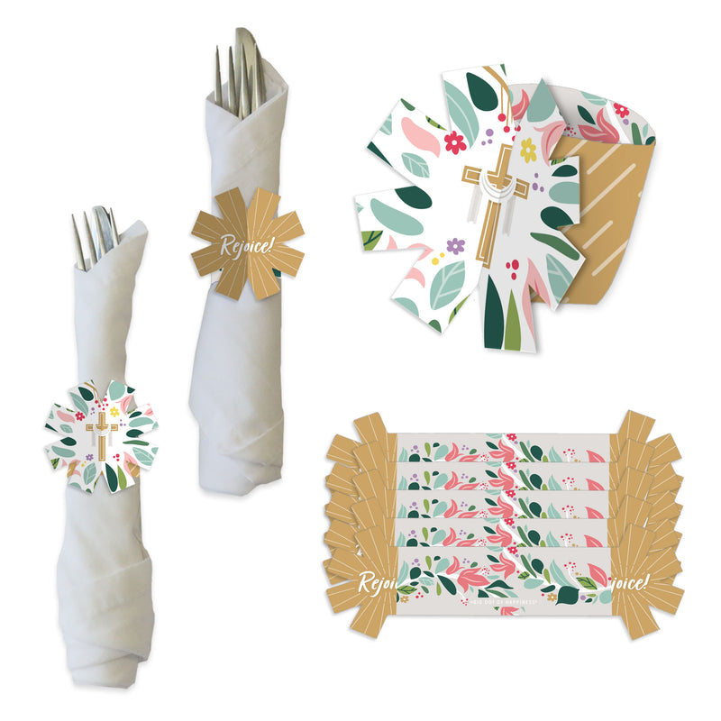 Religious Easter - Christian Holiday Party Paper Napkin Holder - Napkin Rings - Set of 24