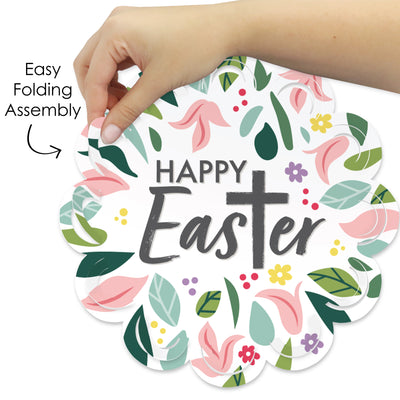 Religious Easter - Christian Holiday Party Round Table Decorations - Paper Chargers - Place Setting For 12