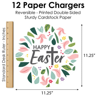 Religious Easter - Christian Holiday Party Round Table Decorations - Paper Chargers - Place Setting For 12