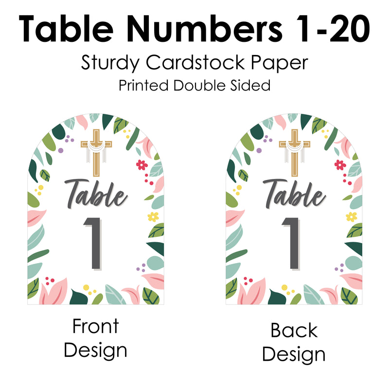 Religious Easter - Christian Holiday Party Double-Sided 5 x 7 inches Cards - Table Numbers - 1-20
