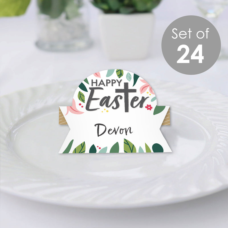 Religious Easter - Christian Holiday Party Tent Buffet Card - Table Setting Name Place Cards - Set of 24