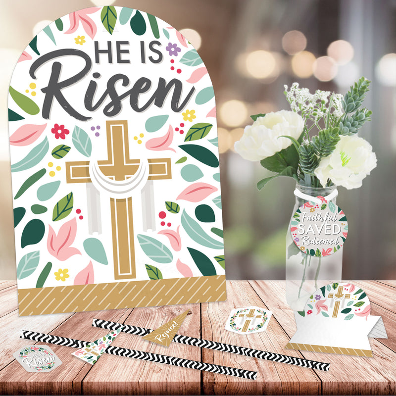 Religious Easter - DIY Christian Holiday Party Signs - Snack Bar Decorations Kit - 50 Pieces