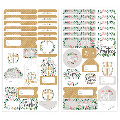 Religious Easter - Assorted Christian Holiday Party Gift Tag Labels - To and From Stickers - 12 Sheets - 120 Stickers
