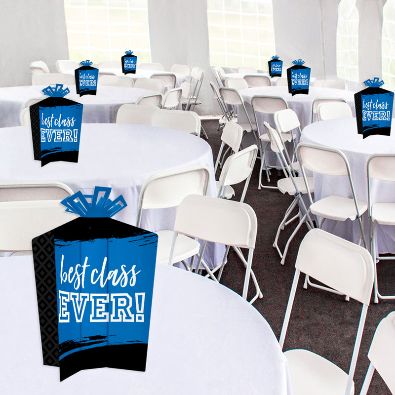 Reunited Blue - Table Decorations - Royal Blue School Class Reunion Party Fold and Flare Centerpieces - 10 Count