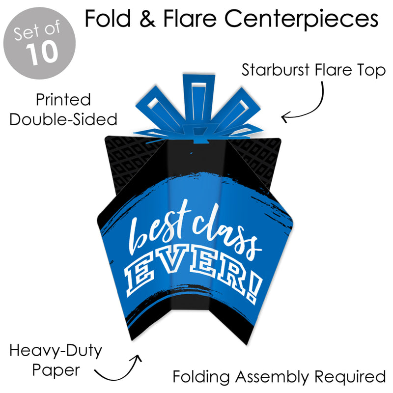 Reunited Blue - Table Decorations - Royal Blue School Class Reunion Party Fold and Flare Centerpieces - 10 Count