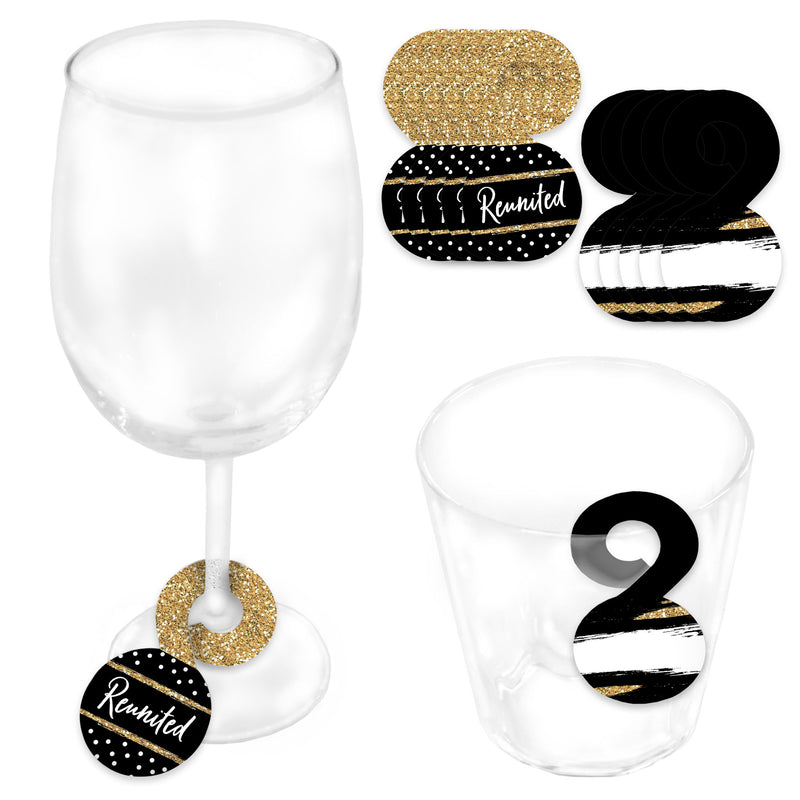 Reunited - School Class Reunion Party Paper Beverage Markers for Glasses - Drink Tags - Set of 24