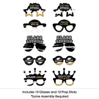 Reunited Glasses - Paper Card Stock School Class Reunion Party Photo Booth Props Kit - 10 Count