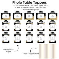 Reunited - School Class Reunion Party Picture Centerpiece Sticks - Photo Table Toppers - 15 Pieces