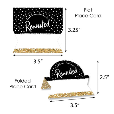 Reunited - School Class Reunion Party Tent Buffet Card - Table Setting Name Place Cards - Set of 24