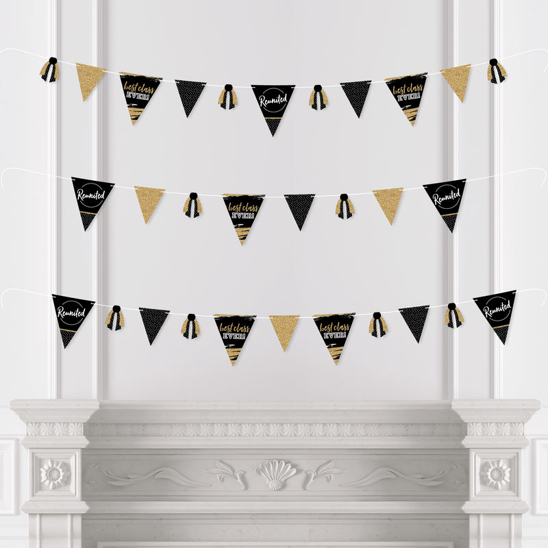 Reunited - DIY School Class Reunion Party Pennant Garland Decoration - Triangle Banner - 30 Pieces
