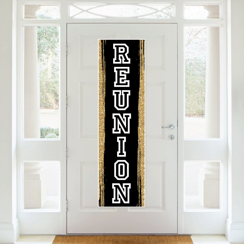 Reunited - School Class Reunion Party Front Door Decoration - Vertical Banner