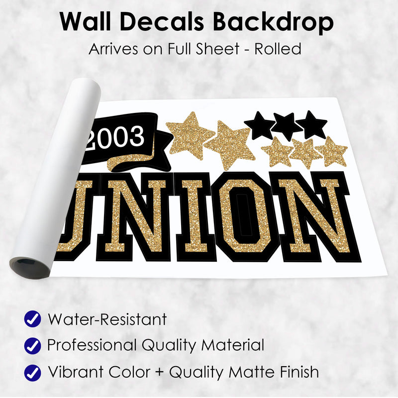 Reunited - Personalized Peel and Stick School Class Reunion Party Decoration - Wall Decals Backdrop