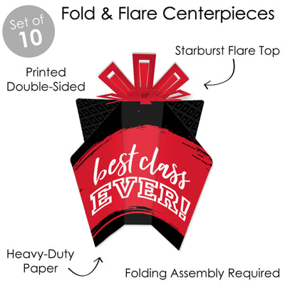 Reunited Red - Table Decorations - School Class Reunion Party Fold and Flare Centerpieces - 10 Count