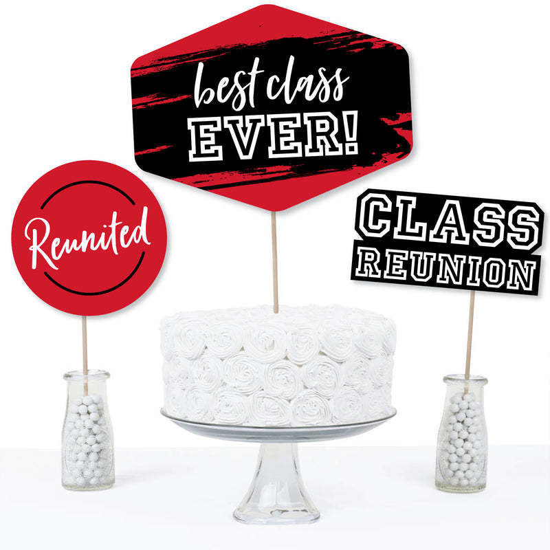 Reunited Red - School Class Reunion Party Centerpiece Sticks - Table Toppers - Set of 15