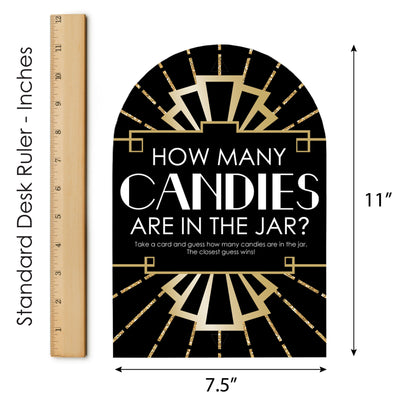 Roaring 20's - How Many Candies 1920s Art Deco Jazz Party Game - 1 Stand and 40 Cards - Candy Guessing Game