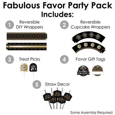 Roaring 20's - 1920s Art Deco Jazz Party Favors and Cupcake Kit - Fabulous Favor Party Pack - 100 Pieces