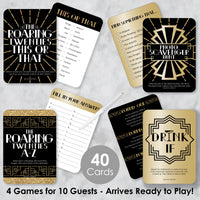 Roaring 20's - 4 1920s Art Deco Jazz Party Games - 10 Cards Each - Gamerific Bundle