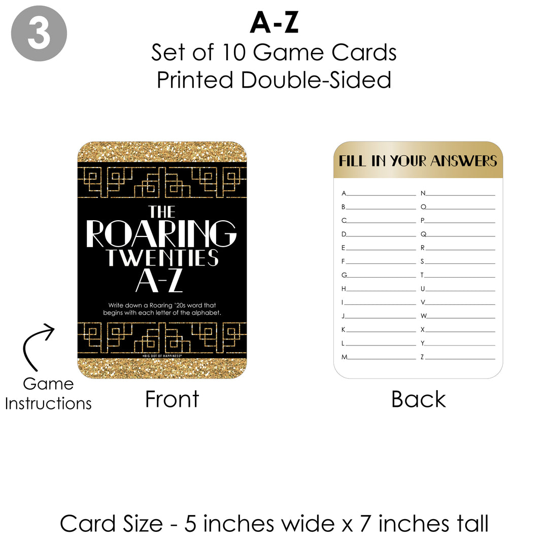 Roaring 20's - 4 1920s Art Deco Jazz Party Games - 10 Cards Each - Gamerific Bundle