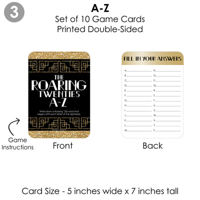 Roaring 20's - 4 1920s Art Deco Jazz Party Games - 10 Cards Each - Gamerific Bundle