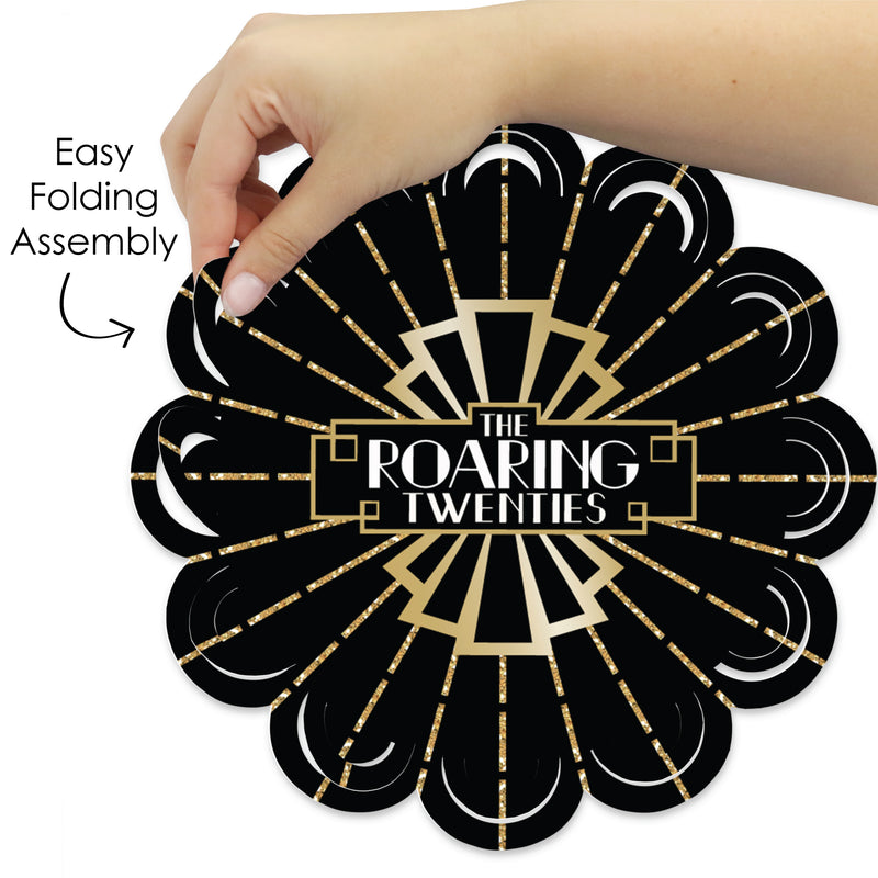 Roaring 20’s - 1920s Art Deco Jazz Party Round Table Decorations - Paper Chargers - Place Setting For 12
