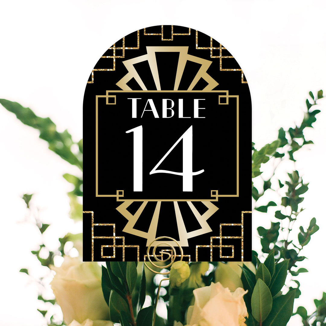Roaring 20's - 1920s Art Deco Jazz Party Double-Sided 5 x 7 inches Cards - Table Numbers - 1-20