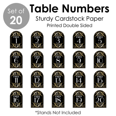 Roaring 20's - 1920s Art Deco Jazz Party Double-Sided 5 x 7 inches Cards - Table Numbers - 1-20