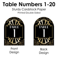 Roaring 20's - 1920s Art Deco Jazz Party Double-Sided 5 x 7 inches Cards - Table Numbers - 1-20