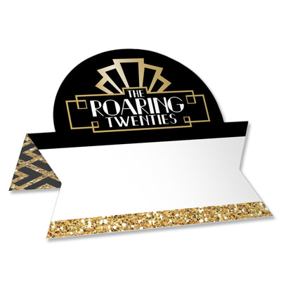 Roaring 20's - 1920s Art Deco Jazz Party Tent Buffet Card - Table Setting Name Place Cards - Set of 24