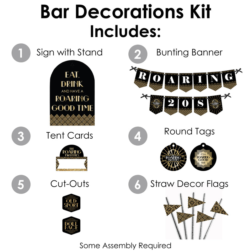Roaring 20’s - DIY 1920s Art Deco Jazz Party Signs - Snack Bar Decorations Kit - 50 Pieces