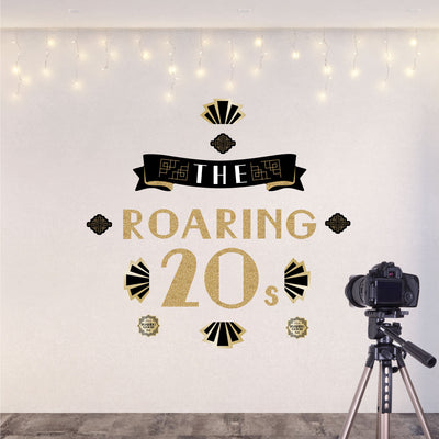 Roaring 20’s - Peel and Stick 1920s Art Deco Jazz Party Decoration - Wall Decals Backdrop