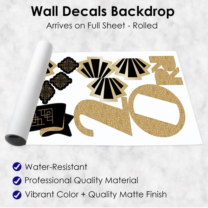 Roaring 20’s - Peel and Stick 1920s Art Deco Jazz Party Decoration - Wall Decals Backdrop